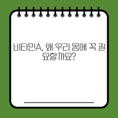 비타민A가 부족하면? 과잉이면? 궁금증 해결 완전 가이드!