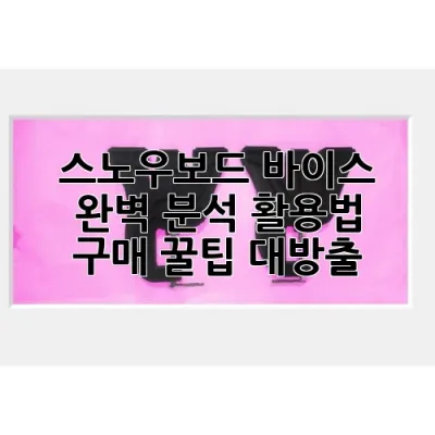 스노우보드 바이스 완벽 분석: 활용법 & 구매 꿀팁 대방출!