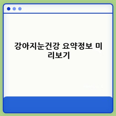 강아지 눈 건강 완벽 가이드: 건강한 눈, 행복한 삶!