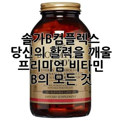 솔가B컴플렉스: 당신의 활력을 깨울 프리미엄 비타민 B의 모든 것